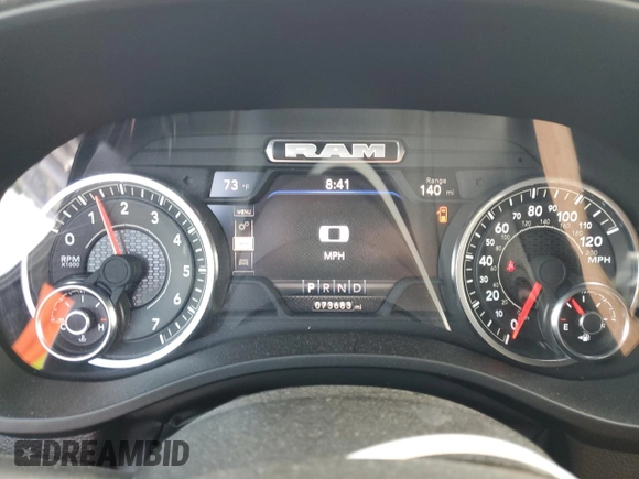 2024 Ram 1500 Big Horn with VIN 1C6SRFFT4RN127862, listed as a Copart auction lot 54328125 with 73,683 mi miles and Clean title. Bid and sale history available at DreamBid. Image 9.