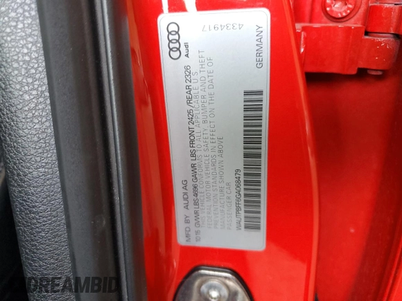 2016 Audi A3 e-tron Premium Plus with VIN WAUTPBFF6GA068479, listed as a Copart auction lot 48566515 with 151,670 mi miles and Non Repairable. Bid and sale history available at DreamBid. Image 12.