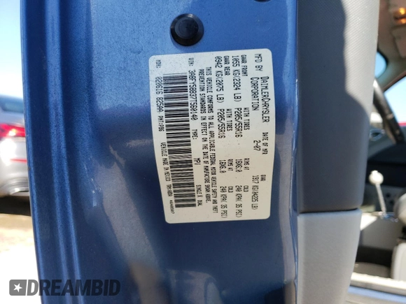 2007 Chrysler PT Cruiser Touring with VIN 3A8FY58B37T560140, listed as a Copart auction lot 46924533 with 127,210 mi miles and Salvage Title. Bid and sale history available at DreamBid. Image 12.