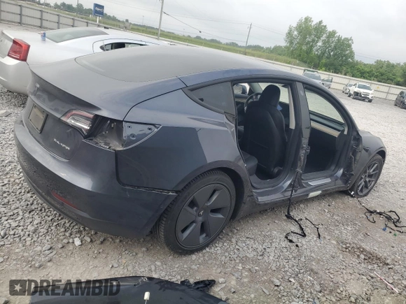2022 Tesla Model 3 Long Range with VIN 5YJ3E1EB8NF172896, listed as a Copart auction lot 50211025 with Not Provided miles and Salvage Title. Bid and sale history available at DreamBid. Image 3.