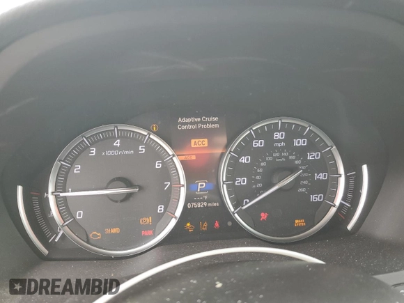 2018 Acura MDX Technology with VIN 5J8YD4H52JL018449, listed as a Copart auction lot 57474865 with 75,829 mi miles and Salvage title. Bid and sale history available at DreamBid. Image 9.