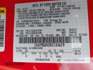 2022 Ford Mustang EcoBoost z VIN 1FATP8UH2N5124679, wystawiony jako IAAI lot #42271957 z przebiegiem 44 470 mil mil oraz . Historia ofert i sprzedaży dostępna na DreamBid. Obrazek 9.