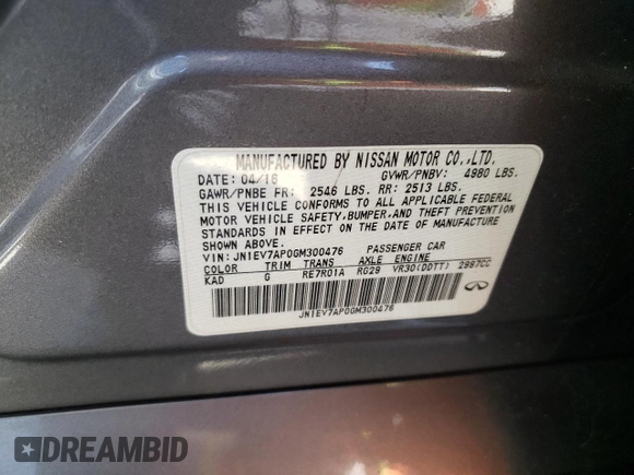 2016 Infiniti Q50 Premium with VIN JN1EV7AP0GM300476, listed as a Copart auction lot 50693634 with 116,025 mi miles and Salvage Title. Bid and sale history available at DreamBid. Image 14.