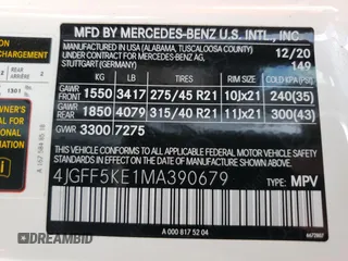2021 Mercedes-Benz GLS 450 with VIN 4JGFF5KE1MA390679, listed as a Copart auction lot 61058304 with 29,914 mi miles and Salvage Title. Bid and sale history available at DreamBid. Image 14.