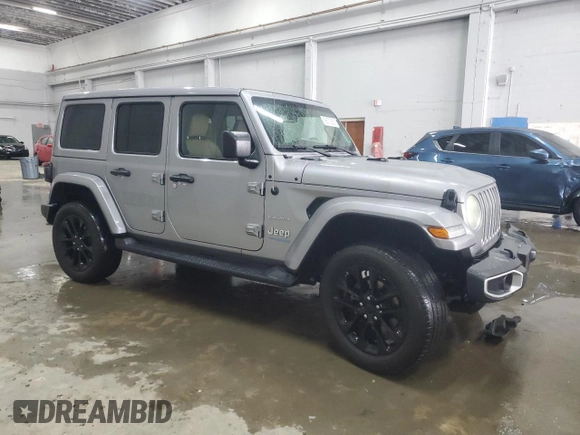 2021 Jeep Wrangler Unlimited Sahara with VIN 1C4JJXP65MW682462, listed as a Copart auction lot 58673385 with 38,714 mi miles and Salvage title. Bid and sale history available at DreamBid. Image 4.
