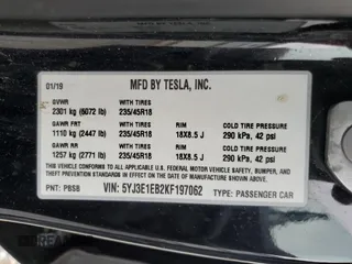 2019 Tesla Model 3 Long Range with VIN 5YJ3E1EB2KF197062, listed as a Copart auction lot 50874925 with 50,989 mi miles and Salvage Title. Bid and sale history available at carsss.com. Image 14.