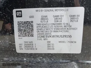 2024 Chevrolet Traverse Limited LT Cloth with VIN 1GNESVKW7RJ129155, listed as a IAAI auction lot 41235663 with 26,873 mi miles. Bid and sale history available at carsss.com. Image 9.