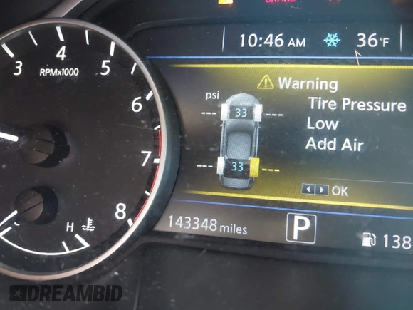 2019 Nissan Maxima SV with VIN 1N4AA6AV0KC371696, listed as a IAAI auction lot 41240863 with 143,348 mi miles and . Bid and sale history available at DreamBid. Image 16.