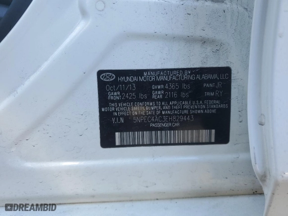 2014 Hyundai Sonata SE with VIN 5NPEC4AC3EH829443, listed as a Copart auction lot 87869005 with 80,223 mi miles and Salvage Title. Bid and sale history available at carsss.com. Image 12.