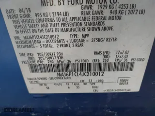 2018 Ford EcoSport SES with VIN MAJ6P1CL4JC210012, listed as a IAAI auction lot 41615631 with 81,610 mi miles. Bid and sale history available at carsss.com. Image 9.