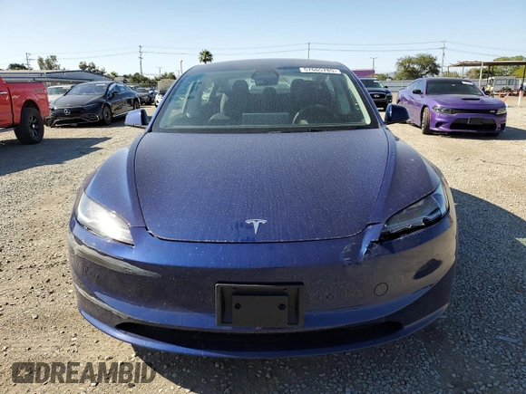 2025 Tesla Model 3 Long Range with VIN 5YJ3E1EA6SF935839, listed as a Copart auction lot 57665785 with 5,996 mi miles and Salvage title. Bid and sale history available at DreamBid. Image 5.