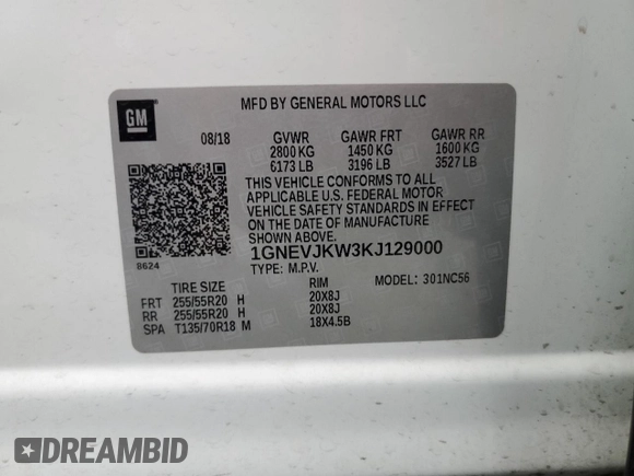 2019 Chevrolet Traverse RS with VIN 1GNEVJKW3KJ129000, listed as a Copart auction lot 50971245 with 137,762 mi miles and Salvage Title. Bid and sale history available at carsss.com. Image 14.