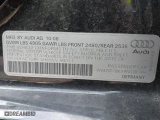 2009 Audi A4 2.0T Prem Plus with VIN WAUSF78K99N038149, listed as a IAAI auction lot 41274006 with 128,783 mi miles. Bid and sale history available at carsss.com. Image 9.