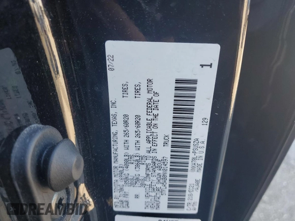 2022 Toyota Tundra 2WD SR5 with VIN 5TFLA5AB0NX014597, listed as a Copart auction lot 45840915 with 76,288 mi miles and Clean Title. Bid and sale history available at carsss.com. Image 12.