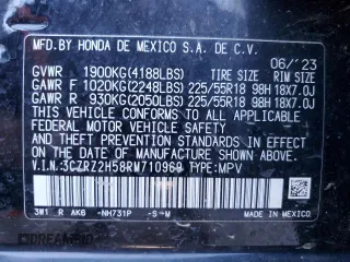 2024 Honda HR-V Sport with VIN 3CZRZ2H58RM710969, listed as a Copart auction lot 46715935 with 20,829 mi miles and Salvage Title. Bid and sale history available at carsss.com. Image 14.