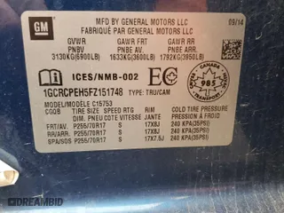 2015 Chevrolet Silverado 1500 Work Truck with VIN 1GCRCPEH5FZ151748, listed as a Copart auction lot 80303244 with 185,241 mi miles and Clean Title. Bid and sale history available at carsss.com. Image 12.