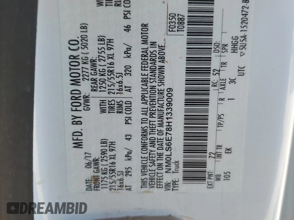 2017 Ford Transit Connect XL z VIN NM0LS6E78H1339009, wystawiony jako Copart lot #54723554 z przebiegiem 63 378 mil mil oraz Szkoda całkowita • Salvage title. Historia ofert i sprzedaży dostępna na DreamBid. Obrazek 12.