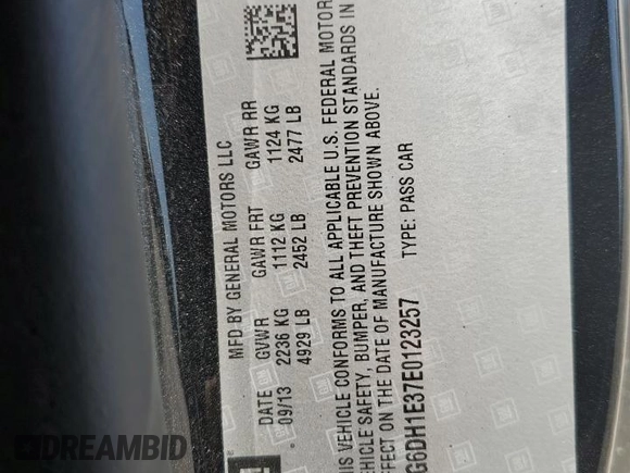 2014 Cadillac CTS Coupe Premium with VIN 1G6DH1E37E0123257, listed as a Copart auction lot 70986454 with 131,978 mi miles and Salvage Title. Bid and sale history available at carsss.com. Image 14.