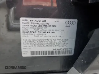2021 Audi Q5 Premium z VIN WA1AAAFY4M2017781, wystawiony jako Copart lot #51705875 z przebiegiem Nie podano mil oraz Szkoda całkowita • Salvage title. Historia ofert i sprzedaży dostępna na DreamBid. Obrazek 15.