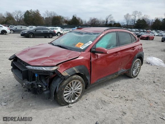 2021 Hyundai Kona SEL with VIN KM8K22AA8MU748267, listed as a Copart auction lot 47951785 with 59,970 mi miles and Salvage Title. Bid and sale history available at carsss.com. Image 1.