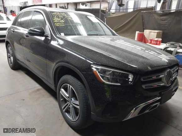 2020 Mercedes-Benz GLC with VIN WDC0G8DB2LF735497, listed as a IAAI auction lot 41371774 with 83,838 mi miles. Bid and sale history available at carsss.com. Image 1.