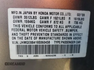 2009 Honda Fit Sport with VIN JHMGE88419S060438, listed as a Copart auction lot 51794995 with 116,961 mi miles and Salvage Title. Bid and sale history available at carsss.com. Image 12.