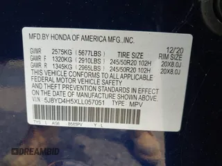 2020 Acura MDX Technology с VIN 5J8YD4H5XLL057051, выставлен на аукционе IAAI как лот 42328864 с пробегом Не указан миль и . История ставок и продаж доступна на DreamBid. Изображение 9.