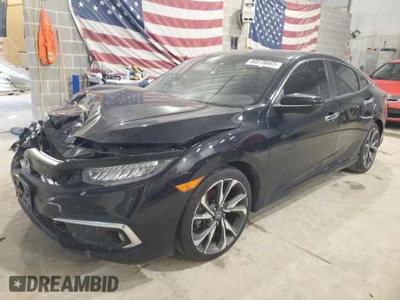 2020 Honda Civic Sedan Touring with VIN 19XFC1F97LE011280, listed as a Copart auction lot 88878665 with 77,160 mi miles and Salvage Title. Bid and sale history available at carsss.com. Image 1.