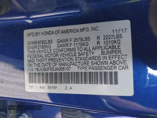 2018 Acura TLX w/A-SPEC Pkg with VIN 19UUB3F65JA006107, listed as a IAAI auction lot 42105820 with 129,268 mi miles and . Bid and sale history available at carsss.com. Image 9.