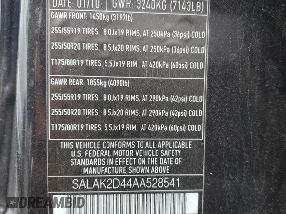 2010 Land Rover LR4 Lux z VIN SALAK2D44AA528541, wystawiony jako Copart lot #73986144 z przebiegiem 232 723 mil mil oraz Szkoda całkowita • Salvage title. Historia ofert i sprzedaży dostępna na DreamBid. Obrazek 13.