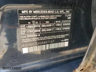 2003 Mercedes-Benz M-Class 3.7L with VIN 4JGAB57EX3A407167, listed as a Copart auction lot 87400894 with 162,516 mi miles and Salvage Title. Bid and sale history available at carsss.com. Image 13.