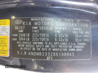 2008 Kia Sedona LX with VIN KNDMB233286198845, listed as a Copart auction lot 65081444 with 96,161 mi miles and Salvage Title. Bid and sale history available at carsss.com. Image 16.