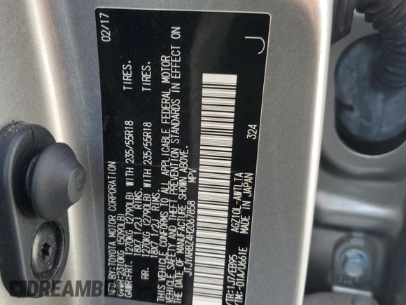2017 Lexus NX 200t with VIN JTJYARBZ4H2067858, listed as a Copart auction lot 59780415 with 119,277 mi miles and Salvage title. Bid and sale history available at DreamBid. Image 13.