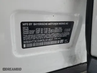 2019 BMW X1 xDrive28i with VIN WBXHT3C54K5L91407, listed as a Copart auction lot 84875904 with 97,304 mi miles and Salvage Title. Bid and sale history available at carsss.com. Image 15.