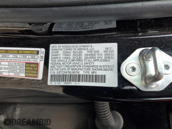 2021 Acura RDX w/A-Spec Package z VIN 5J8TC2H61ML040764, wystawiony jako Copart lot #53930345 z przebiegiem 51 214 mil mil oraz Szkoda całkowita • Salvage title. Historia ofert i sprzedaży dostępna na DreamBid. Obrazek 12.