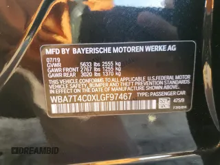 2020 BMW 7 Series 740i xDrive with VIN WBA7T4C0XLGF97467, listed as a Copart auction lot 79343233 with 0 mi miles. Bid and sale history available at carsss.com. Image 12.