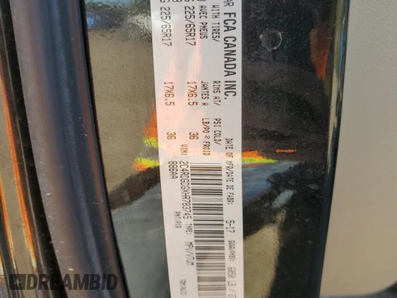 2017 Dodge Grand Caravan Crew Plus with VIN 2C4RDGDGXHR783745, listed as a Copart auction lot 74687684 with 131,657 mi miles and Clean Title. Bid and sale history available at DreamBid. Image 13.