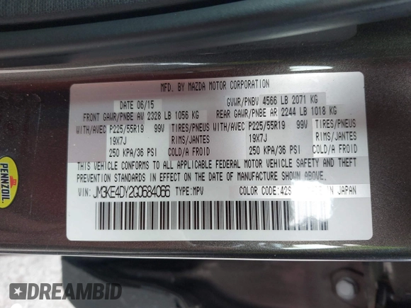 2016 Mazda CX-5 Grand Touring z VIN JM3KE4DY2G0684066, wystawiony jako IAAI lot #42078725 z przebiegiem 200 129 mil mil oraz . Historia ofert i sprzedaży dostępna na DreamBid. Obrazek 9.