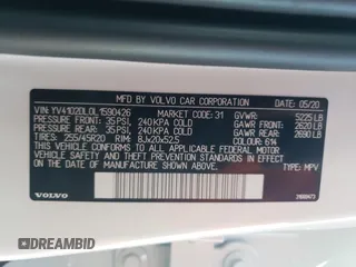2020 Volvo XC60 Inscription with VIN YV4102DL0L1590426, listed as a Copart auction lot 83150784 with 49,154 mi miles and Salvage title. Bid and sale history available at DreamBid. Image 16.