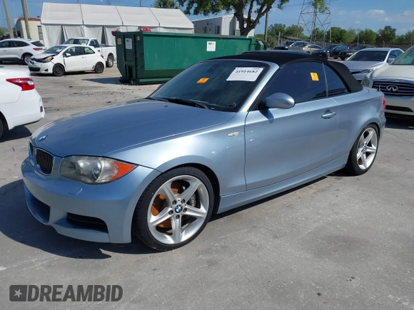 2008 BMW 1 Series 135i with VIN WBAUN93518VK39907, listed as a IAAI auction lot 41914682 with Not provided miles and . Bid and sale history available at DreamBid. Image 2.