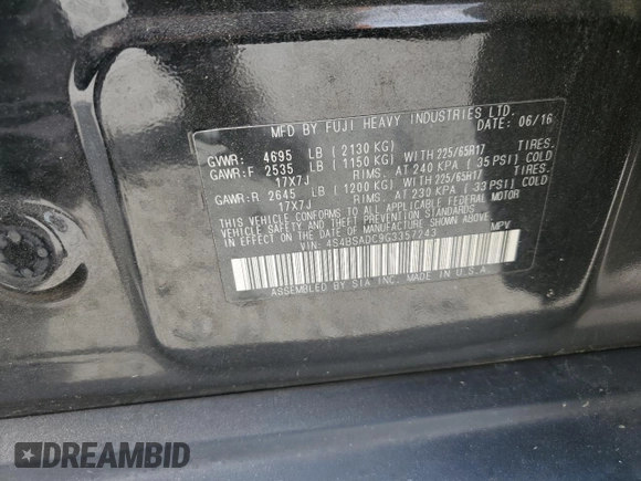 2016 Subaru Outback Premium z VIN 4S4BSADC9G3357243, wystawiony jako Copart lot #55615055 z przebiegiem 145 773 mil mil oraz Szkoda całkowita • Salvage title. Historia ofert i sprzedaży dostępna na DreamBid. Obrazek 13.