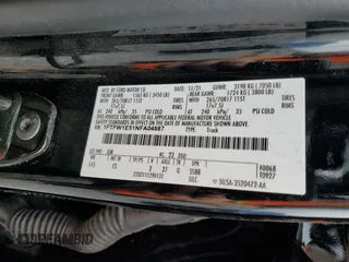 2022 Ford F-150 XL with VIN 1FTFW1E51NFA04887, listed as a Copart auction lot 55734705 with 123,590 mi miles and Salvage title. Bid and sale history available at DreamBid. Image 12.