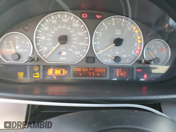 2002 BMW 3 Series M3 with VIN WBSBL934X2JR14507, listed as a Copart auction lot 80052584 with 208,764 mi miles and Clean Title. Bid and sale history available at DreamBid. Image 9.
