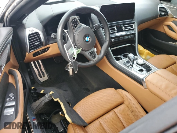 2023 BMW 8 Series 840i with VIN WBAGV2C09PCN00848, listed as a Copart auction lot 74784264 with 0 mi miles and Non Repairable. Bid and sale history available at carsss.com. Image 8.