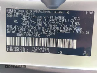 2008 Toyota Sienna CE with VIN 5TDZK23C18S145690, listed as a IAAI auction lot 42004861 with 201,497 mi miles. Bid and sale history available at carsss.com. Image 9.
