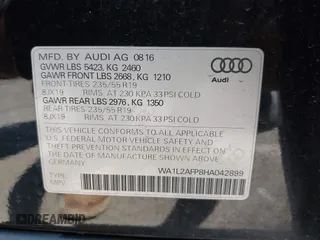 2017 Audi Q5 Premium Plus z VIN WA1L2AFP8HA042899, wystawiony jako IAAI lot #42346517 z przebiegiem 112 364 mil mil oraz . Historia ofert i sprzedaży dostępna na DreamBid. Obrazek 9.