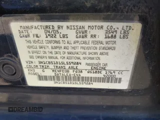 2005 Nissan Sentra S z VIN 3N1CB51D15L559284, wystawiony jako IAAI lot #42273159 z przebiegiem 217 646 mil mil oraz . Historia ofert i sprzedaży dostępna na DreamBid. Obrazek 9.