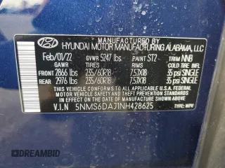 2022 Hyundai Santa Fe XRT with VIN 5NMS6DAJ1NH428625, listed as a Copart auction lot 48947505 with 50,401 mi miles and Salvage Title. Bid and sale history available at carsss.com. Image 14.