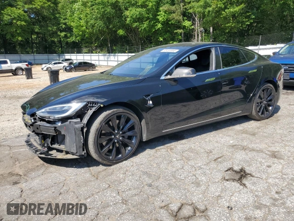 2017 Tesla Model S 100D with VIN 5YJSA1E28HF192397, listed as a Copart auction lot 55455995 with 90,534 mi miles and Salvage title. Bid and sale history available at DreamBid. Image 1.