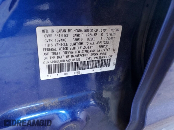 2010 Honda Fit Sport с VIN JHMGE8H4XAC005789, выставлен на аукционе Copart как лот 54478015 с пробегом 181 106 миль миль и Списание • Salvage title. История ставок и продаж доступна на DreamBid. Изображение 12.